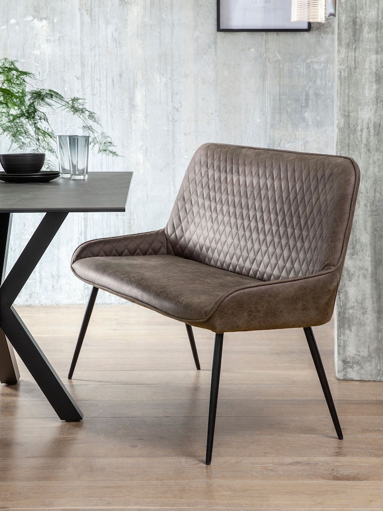 Monza Faux Leather Peppercorn Brown Hamilton Quilted Dining Bench - Image 1 of 6