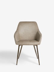 Set of 2 Monza Faux Leather Mink Brown Hamilton Bronze Effect Leg Quilted Dining Chairs - Image 2 of 9