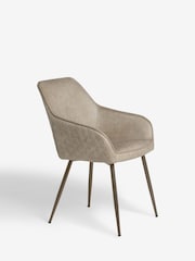 Set of 2 Monza Faux Leather Mink Brown Hamilton Bronze Effect Leg Quilted Dining Chairs - Image 3 of 9