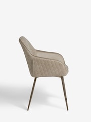 Set of 2 Monza Faux Leather Mink Brown Hamilton Bronze Effect Leg Quilted Dining Chairs - Image 6 of 9