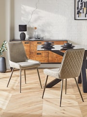Set of 2 Monza Faux Leather Mink Brown Hamilton Bronze Effect Leg Dining Chairs - Image 1 of 9