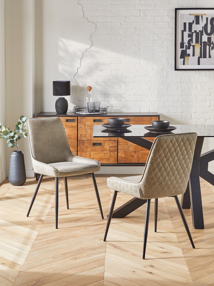 Set of 2 Monza Faux Leather Mink Brown Hamilton Bronze Effect Leg Dining Chairs - Image 1 of 9
