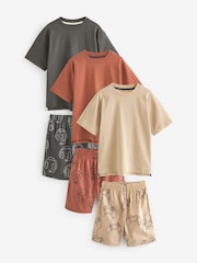 Grey/Stone/ Rust Gamer Short Woven Pyjamas 3 Pack (3-16yrs) - Image 3 of 8