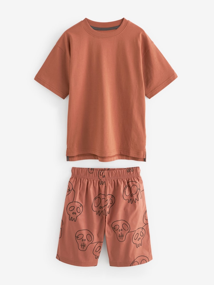 Grey/Stone/ Rust Gamer Short Woven Pyjamas 3 Pack (3-16yrs) - Image 4 of 8