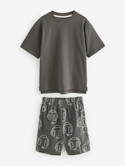 Grey/Stone/ Rust Gamer Short Woven Pyjamas 3 Pack (3-16yrs) - Image 5 of 8