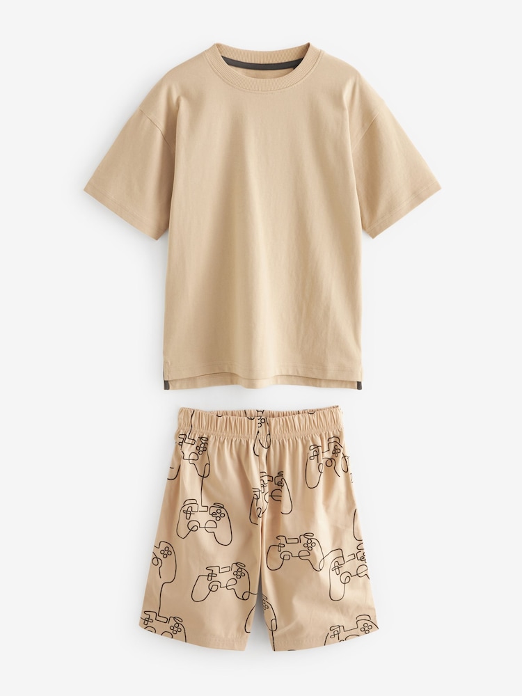 Grey/Stone/ Rust Gamer Short Woven Pyjamas 3 Pack (3-16yrs) - Image 6 of 8
