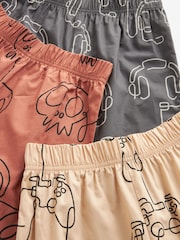 Grey/Stone/ Rust Gamer Short Woven Pyjamas 3 Pack (3-16yrs) - Image 7 of 8