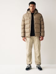 Neutral Hooded Shower Resistant Rubberised Puffer Coat - Image 2 of 12