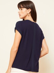 Love & Roses Navy Blue Premium Jersey V Neck T-Shirt - Image 3 of 4