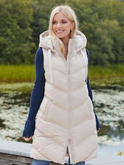 Threadbare Neutral Curve Longline Padded Gilet - Image 1 of 5