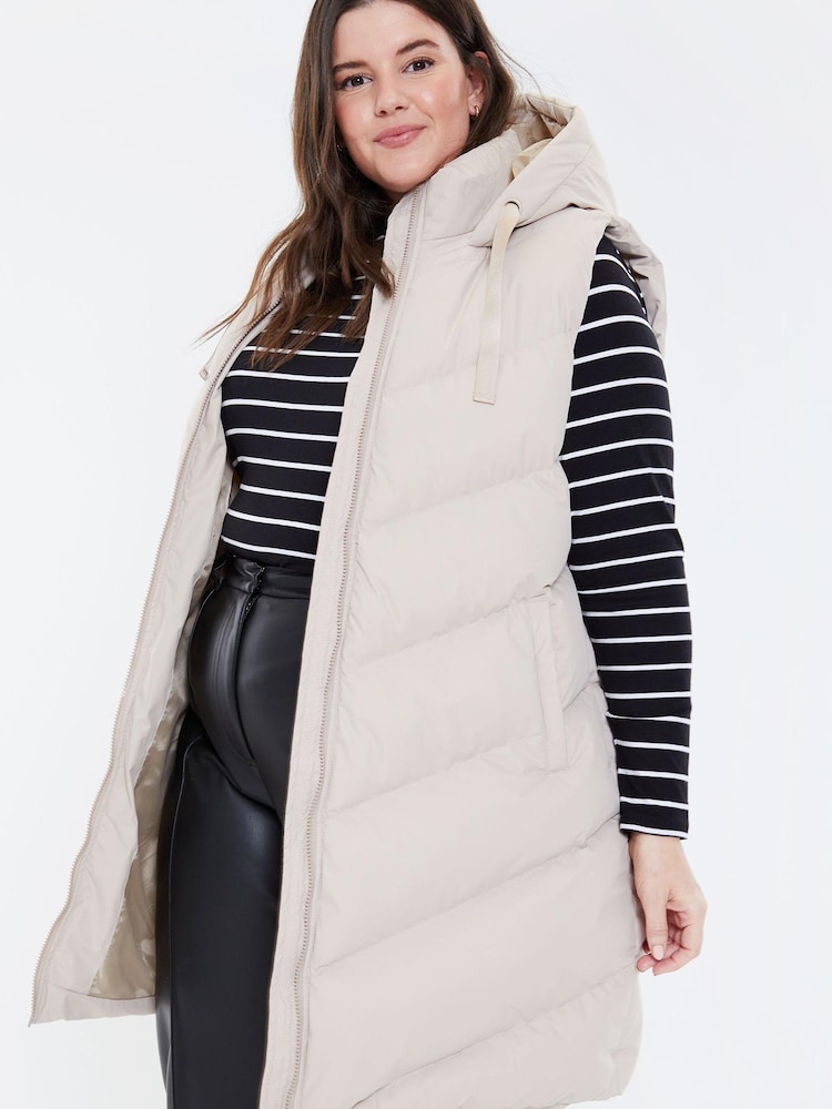 Threadbare Neutral Curve Longline Padded Gilet - Image 2 of 5