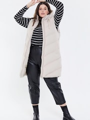 Threadbare Neutral Curve Longline Padded Gilet - Image 4 of 5