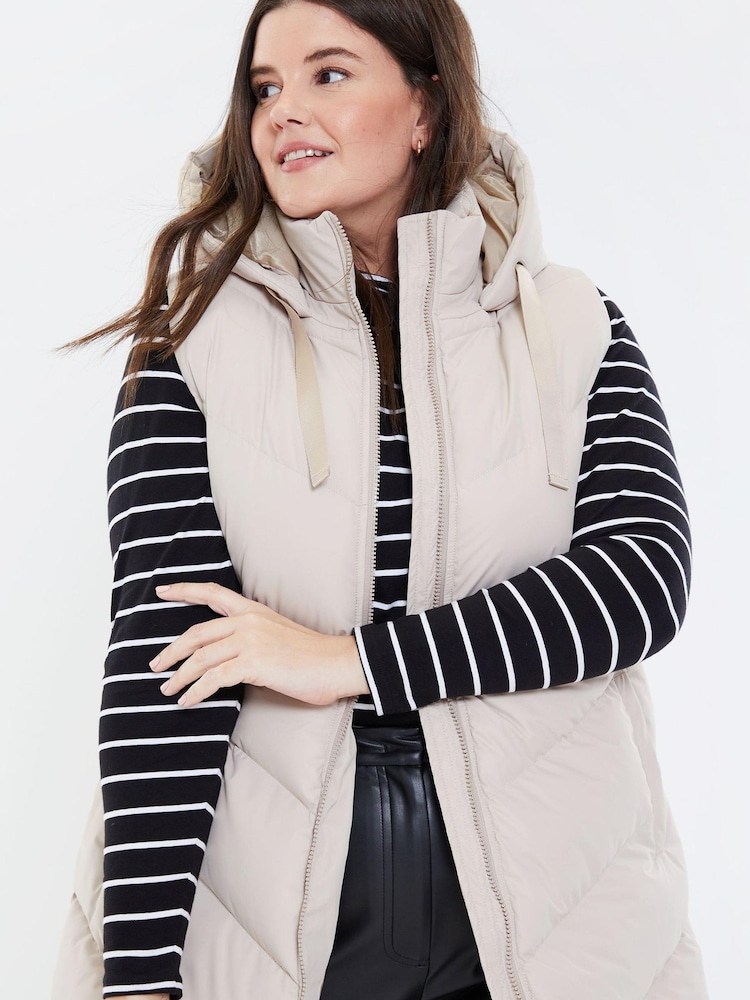 Threadbare Neutral Curve Longline Padded Gilet - Image 5 of 5