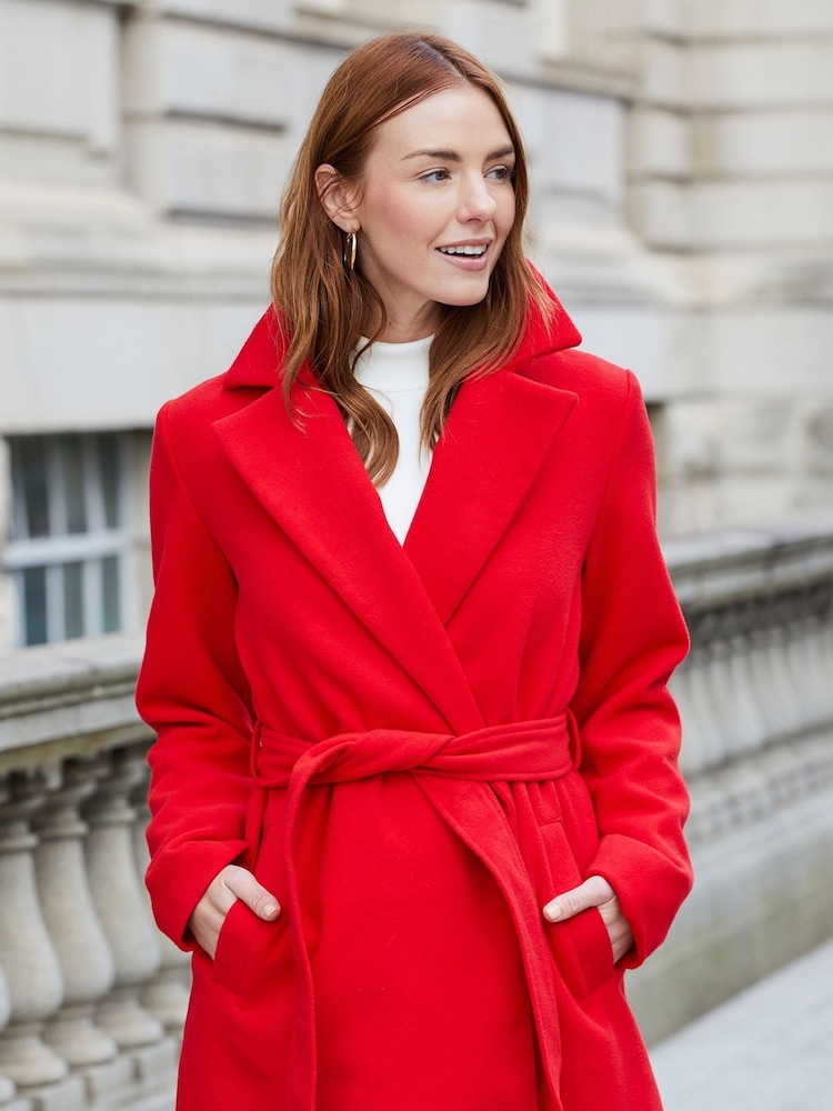 Threadbare Red Ladies Formal Belted Coat - Image 4 of 4