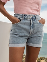 Threadbare Blue Classic Denim Turn-Up Shorts - Image 1 of 4