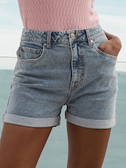 Threadbare Blue Classic Denim Turn-Up Shorts - Image 3 of 4