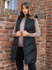 Threadbare Black Curve Threadbare Longline Hooded Padded Gilet - Image 1 of 5