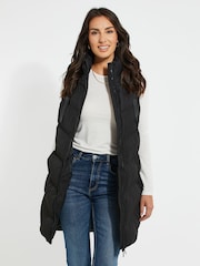 Threadbare Black Curve Threadbare Longline Hooded Padded Gilet - Image 2 of 5