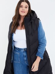 Threadbare Black Curve Threadbare Longline Hooded Padded Gilet - Image 5 of 5