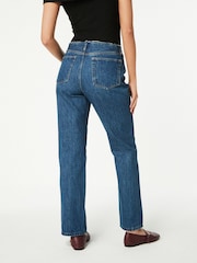 Dunkelblau - Jeans mit geradem Bein und ungesäumtem Bund aus 100 % Baumwolle - Bild 3 von 6