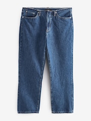 Dunkelblau - Jeans mit geradem Bein und ungesäumtem Bund aus 100 % Baumwolle - Bild 5 von 6