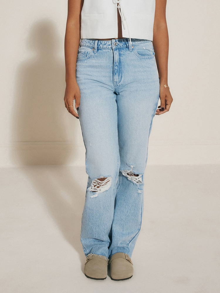 Bleach 100% Cotton Ripped Straight Leg Jeans - Image 2 of 5