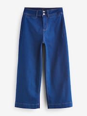 Bright Blue Double Button Cropped Wide Leg Jeans - Image 5 of 6