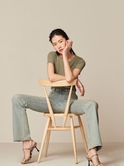Green Tinted Low Bootcut Jeans - Image 2 of 7