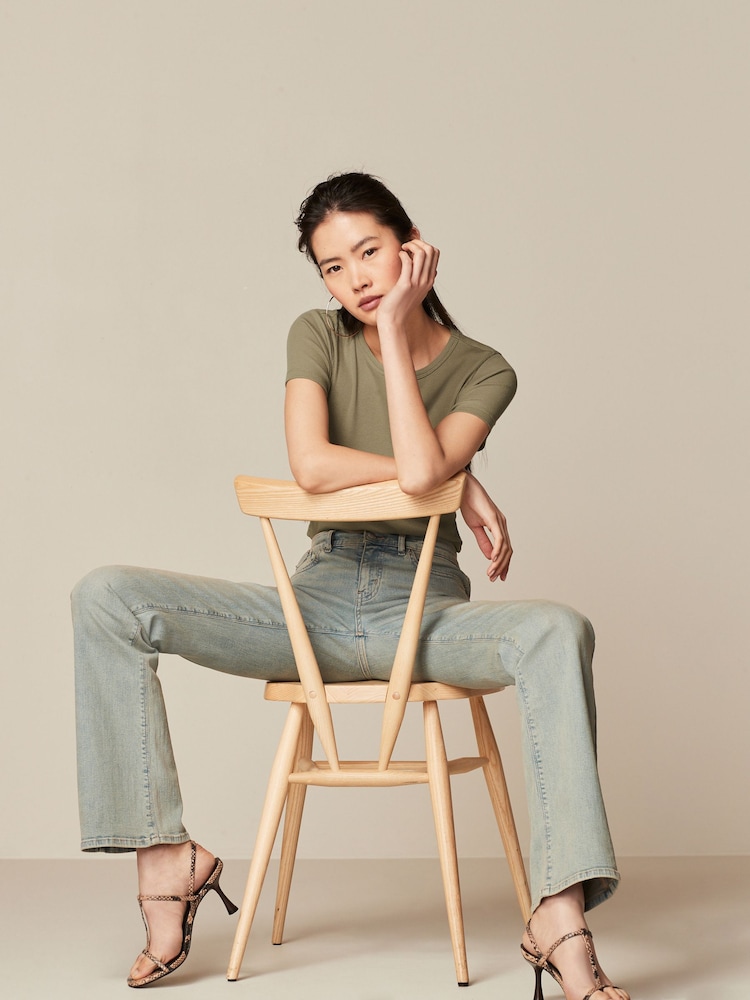 Green Tinted Low Bootcut Jeans - Image 2 of 7