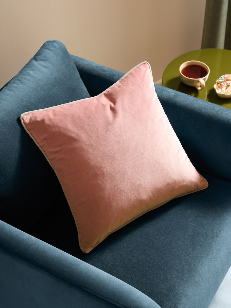 Furn Pink Meridian Velvet 45cm X 45cm Cushion Cover - Image 1 of 5 Furn Pink Meridian Velvet 45cm X 45cm Cushion Cover - Image 1 of 5