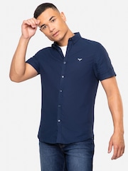 Threadbare Navy Oxford Short Sleeve Shirt - Image 1 of 4