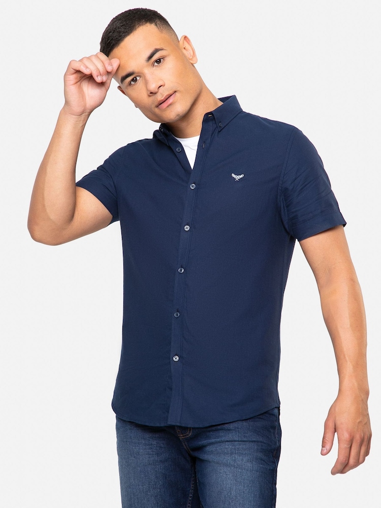 Threadbare Navy Oxford Short Sleeve Shirt - Image 1 of 4