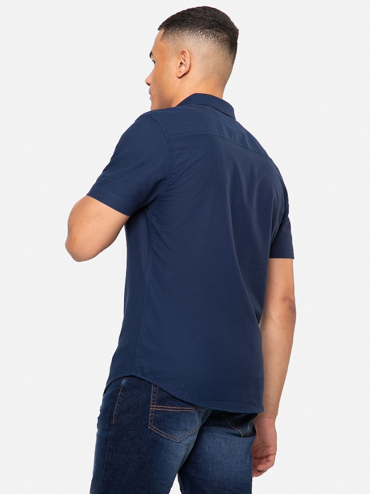 Threadbare Navy Oxford Short Sleeve Shirt - Image 2 of 4