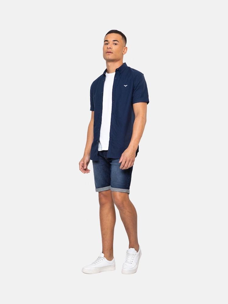 Threadbare Navy Oxford Short Sleeve Shirt - Image 3 of 4