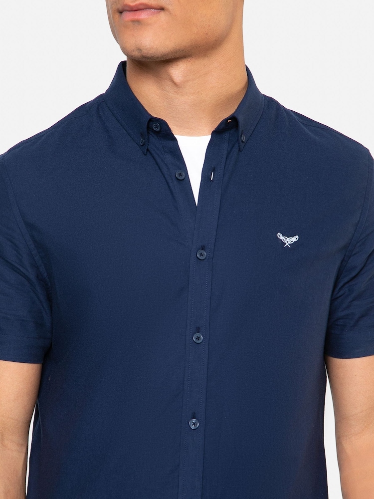 Threadbare Navy Oxford Short Sleeve Shirt - Image 4 of 4