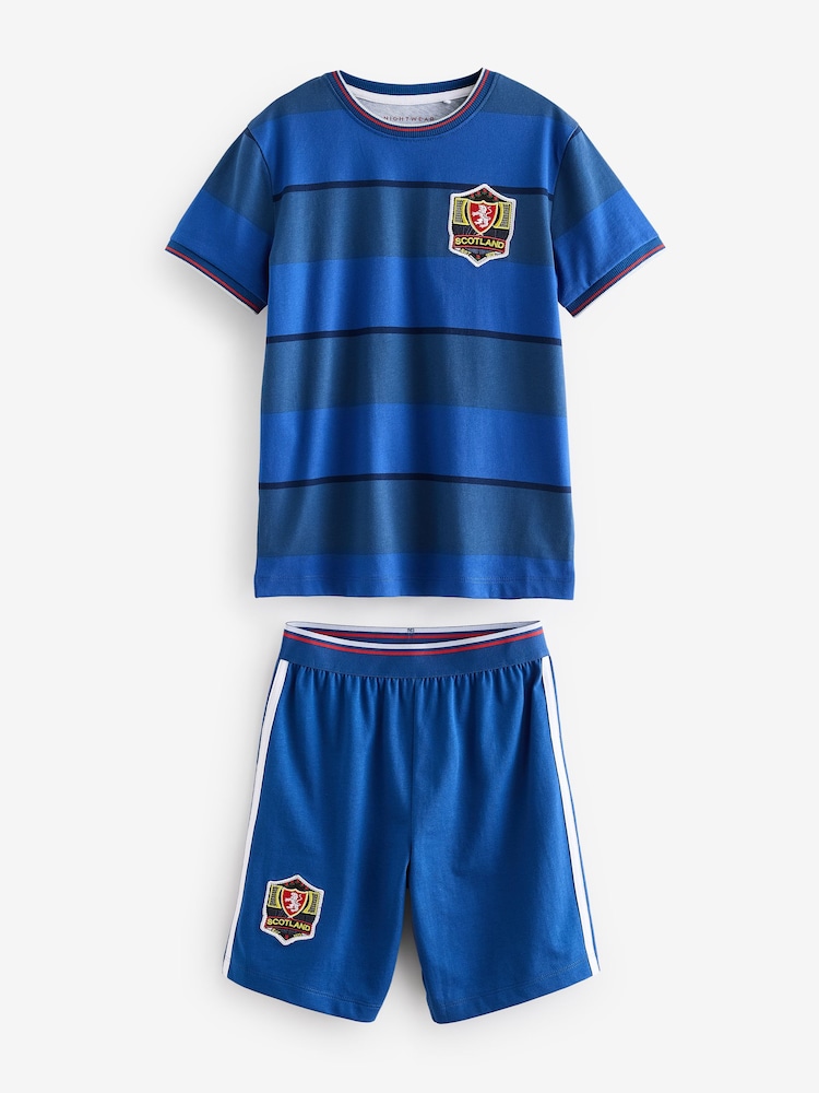 Marine/Schottland - Kurzes Pyjama-Set mit Fußballlogo (4–14 J.) - Bild 1 von 4