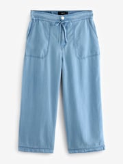 Mid Blue Denim TENCEL™ Tie Waist Wide Leg Culottes - Image 6 of 7