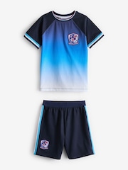 Bleu Angleterre - Ensemble pyjama court de football (4-14ans) - Image 1 of 5