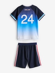 Bleu Angleterre - Ensemble pyjama court de football (4-14ans) - Image 2 of 5