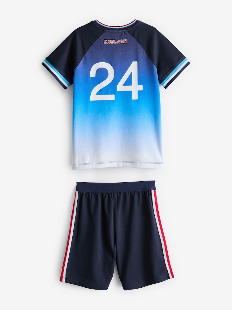 Bleu Angleterre - Ensemble pyjama court de football (4-14ans) - Image 2 of 5