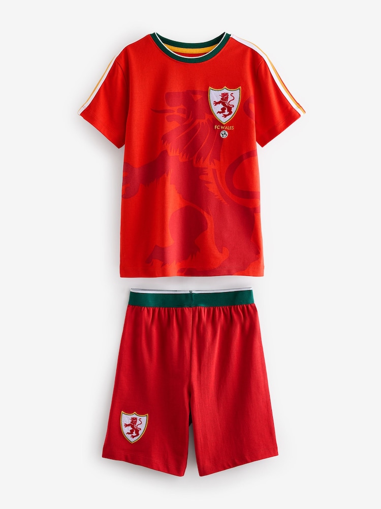 Red Wales - Kurzes Pyjama-Set mit Fußballlogo (4–14 J.) - Bild 1 von 4 Red Wales - Kurzes Pyjama-Set mit Fußballlogo (4–14 J.) - Bild 1 von 4