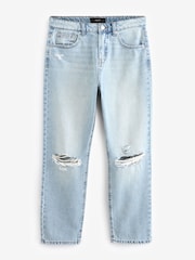 Mid Blue Ripped Cropped Straight Leg Jeans - Image 5 of 6