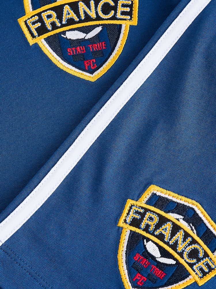 Französisch-Blau - Kurzes Pyjama-Set mit Fußballlogo (4–14 J.) - Bild 4 von 4