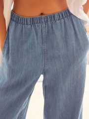 Mittelblau - Capri-Jeans mit weitem Bein und elastischem Bund - Bild 5 von 7