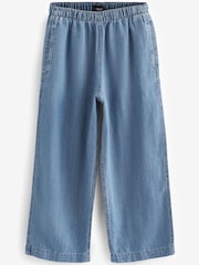 Mittelblau - Capri-Jeans mit weitem Bein und elastischem Bund - Bild 6 von 7