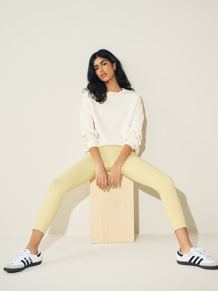 Yellow Cropped Denim Jersey Leggings - Image 1 of 6