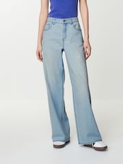 Bleach Wash Print 100% Cotton Wide Leg Jeans - Image 3 of 7