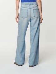Bleach Wash Print 100% Cotton Wide Leg Jeans - Image 4 of 7