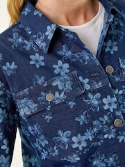 Roman Blue Floral Print Pocket Jacket - Image 6 of 6
