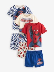 Red/Navy/White Spiderman 100% Cotton Short Pyjamas 3 Pack (12mths-10yrs) - Image 4 of 9